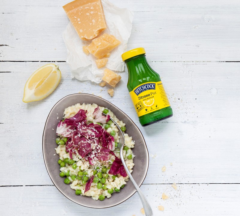 Zitronen-Erbsen-Risotto mit Radicchio